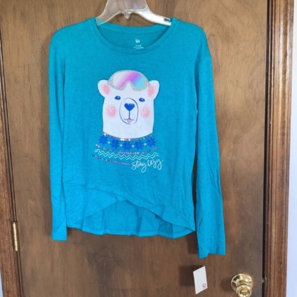3/$12 polar bear cozy glitter graphic top w sequin casual long sleeve L 10/12 - Picture 15 of 17